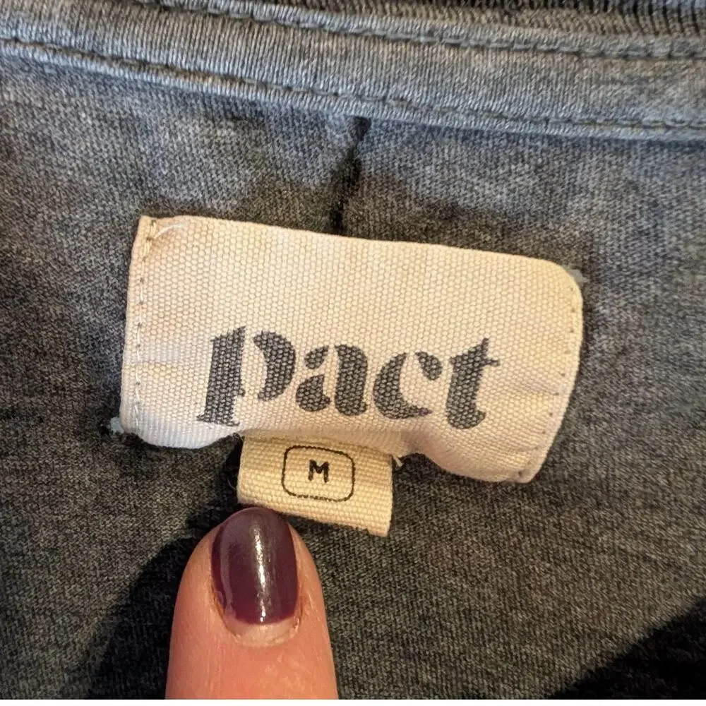 Pact Organic Cotton Heather Gray Long Sleeve Crew Neck Top Sustainable M - Picture 3 of 9